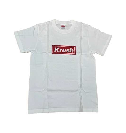 KrushスクエアロゴTシャツ  ホワイト×レッド